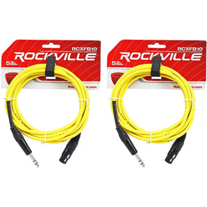 2 Rockville RCXFB10Y Yellow 10' Female REAN XLR to 1/4'' TRS Balanced Cables OFC