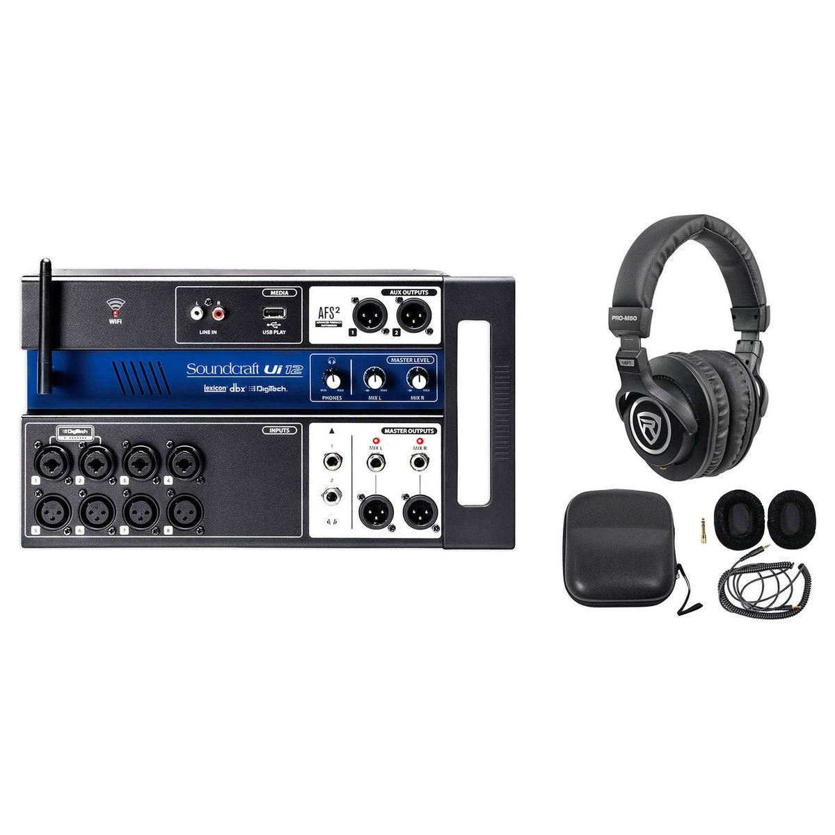 Ui12 12-Input Digital Mixer Bundle with Wifi, App Control, Recording & Headphones