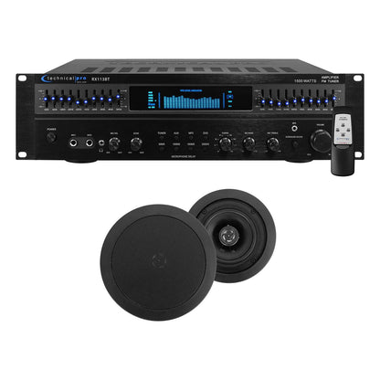 Home Theater Receiver Bundle with (2) 5.25" Black Ceiling Speakers