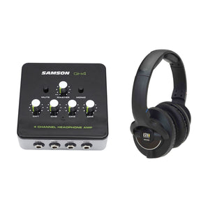 KRK KNS-8400 Professional Dynamic Studio Monitor Headphones+Samson Amplifier