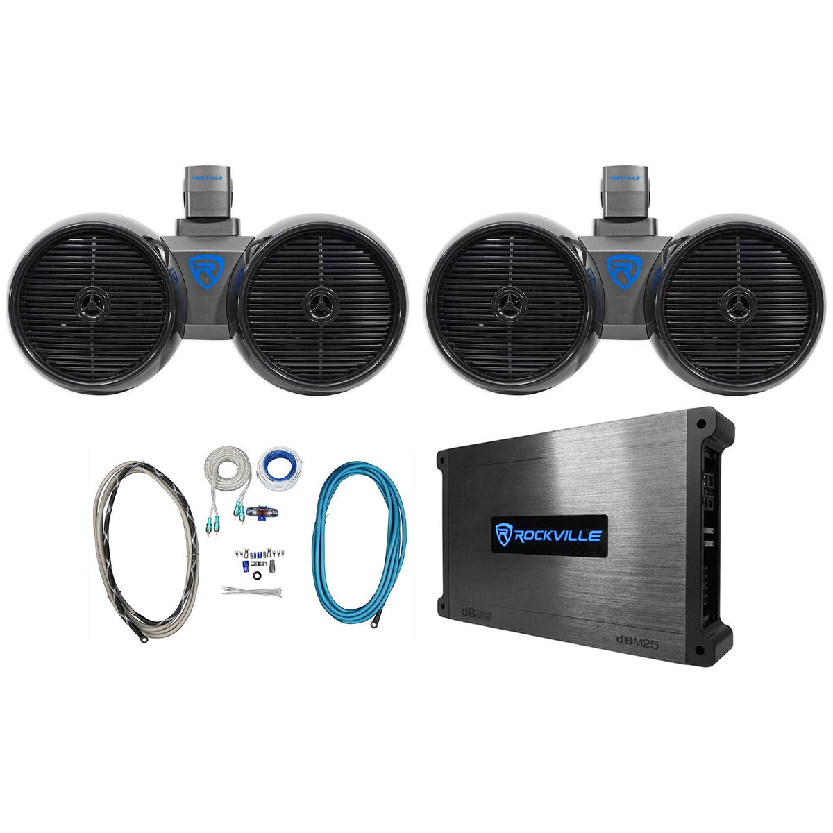 DWB80B Dual 8" 2-Pack + DBM25 Marine Amplifier Bundle