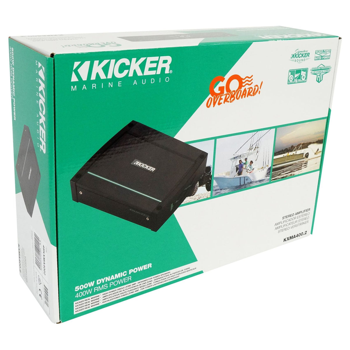 KICKER 48KXMA4002 400 Watt 2-Channel Marine Boat Amplifier Class D Amp KXMA400.2