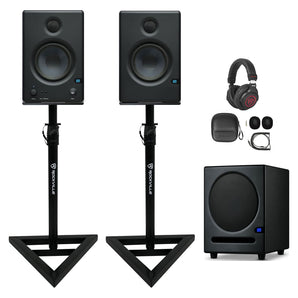 2 Presonus Eris E4.5 Powered 4.5" Studio Monitors+Stands+8" Subwoofer+Headphones