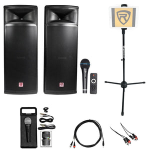 Rockville Pro Gig Karaoke Machine System w/2) Dual 15" Speakers w/Bluetooth+Mics