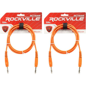 2 Rockville RCTR106O Orange 6' 1/4'' TRS to 1/4'' TRS Cable 100% Copper