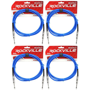 4 Rockville RCGT6.0BL 6' 1/4" TS to 1/4'' TS Guitar/Instrument Cable