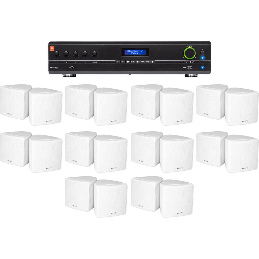 VMA1120 Amplifier + (20) 3.5" White Cube Speakers Bundle