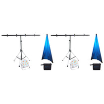 (2) PARTY STAND LED Speaker Stands with Crossbars, Scrims & Par Lights