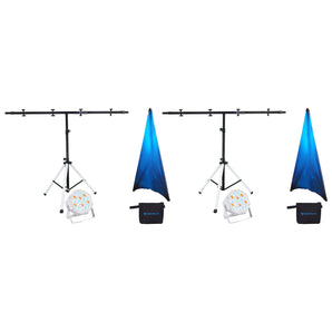 (2) Rockville PARTY STAND LED Lighting Bar Stands+RGB Remote+Scrims+Par Lights