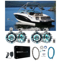 WB65KLED Stainless 6.5" LED Wakeboard Speakers 2-Pack + KRYPTON MF3 Amplifier Bundle