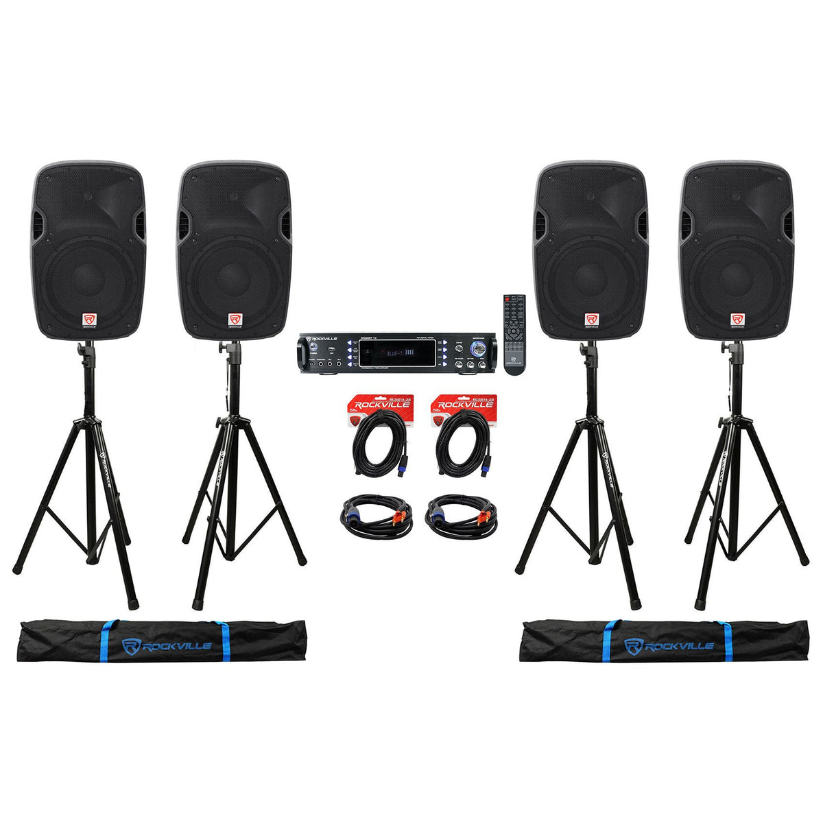 SPGN128 12" 4-Pack + RPA60BT Bluetooth Amplifier Bundle