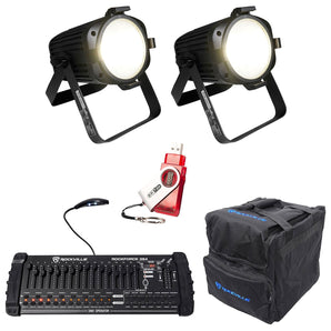 2 Chauvet EVE P-100 WW White Wash Stage Broadcast Lights+Controller+Bag+D-Fi USB