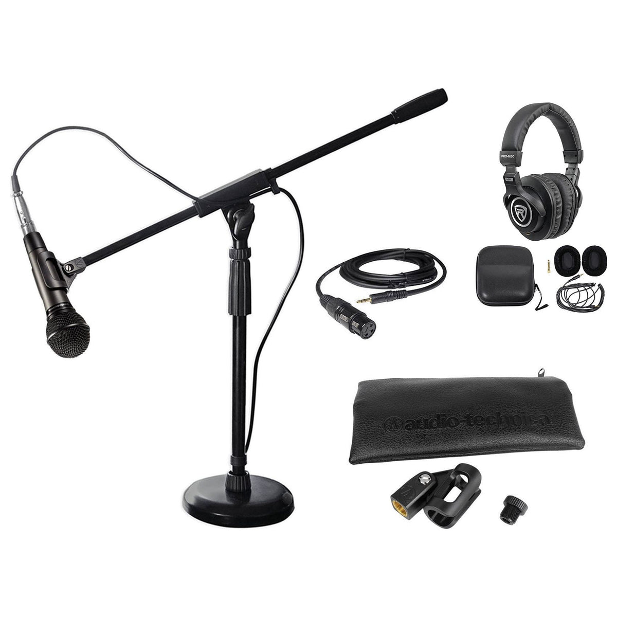 PC Podcasting Bundle with ATM510 Microphone, Desktop Boom Stand and Headphones