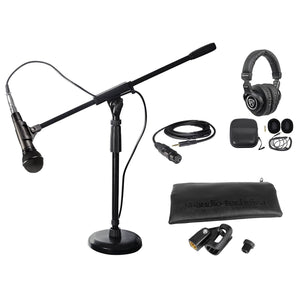Audio Technica ATM510 PC Podcasting Podcast Microphone+Boom Stand+Headphones