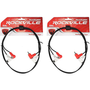 (2) Rockville RCDR3RR 3' Dual RCA to Dual RCA Right Angle Cables 100% Copper