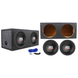 2) MTX Terminator TN12-04 12” 800w Car Audio Subwoofers+Sealed Sub Box Enclosure