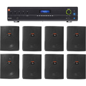 JBL VMA1240 Commercial/Restaurant 240W 70v Amplifier+(8) Indoor/Outdoor Speakers