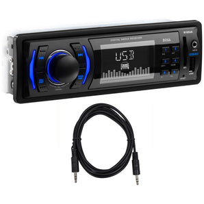 Boss 612UA Single Din Car MP3/AM/FM Digital Media Receiver with USB + Aux Cable