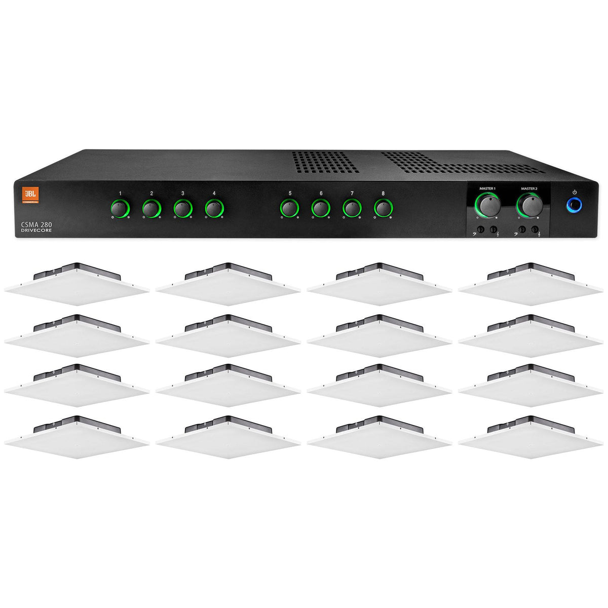 CSMA280 2 x 80W Amplifier + (Qty 16) Lay-In Ceiling Tile Speaker Package
