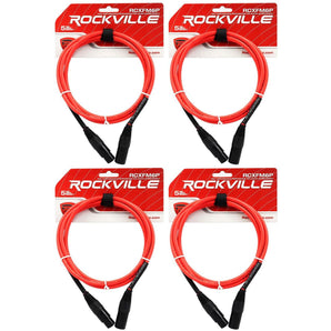 4 Rockville RCXFM6P-R Red 6' Female to Male REAN XLR Mic Cable 100% Copper