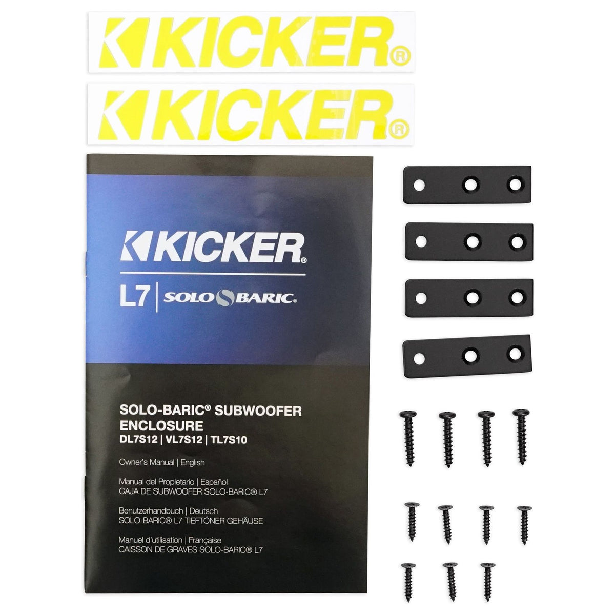 Kicker 44DL7S122 Dual 12" 3000w L7 Solo-Baric L7S Loaded Subwoofer Box+Amp+Wires