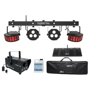 Chauvet DJ GigBAR Flex (2) Derby+(2) Par Can Lights+Footswitch+Fogger w/ LED's