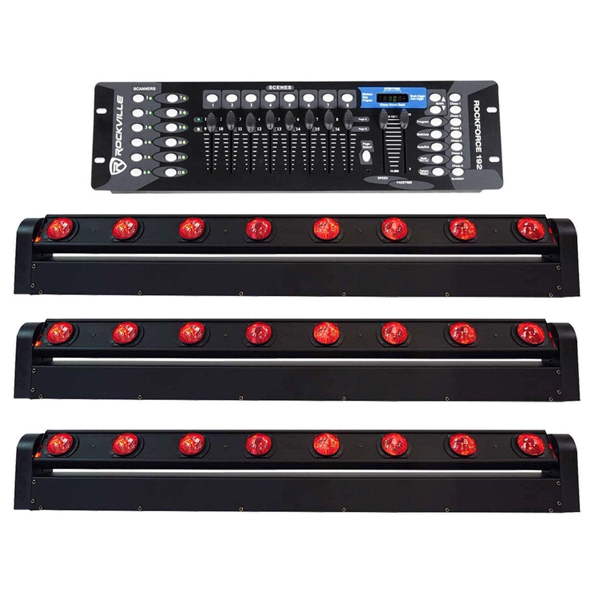 MOTIONSTRIP Light Bar 3-Pack + ROCKFORCE 192 DMX Controller Bundle