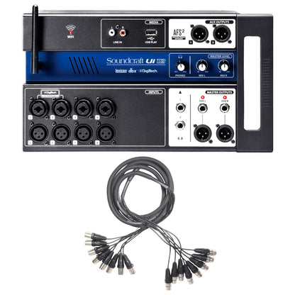 Soundcraft Ui12 Digital Mixer w/Wifi+App Control+Recording Ui 12+Snake Cable