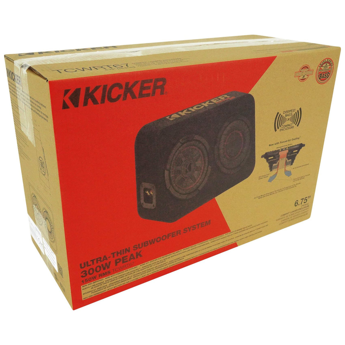 KICKER 48TCWRT672 CompRT 6.75" 300w Slim Car Subwoofer+Sub Enclosure COMPRT12