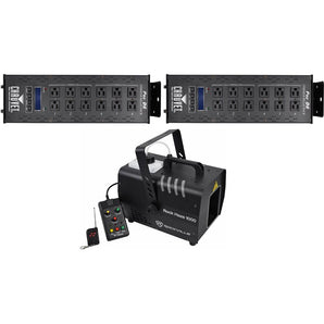 (2) Chauvet PRO-D6 6 Ch 20A DMX-512 Dimmer Switch Packs 115V/230V+Haze Machine