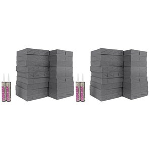 (2) Auralex Roominator D36 Kit 36 1'x1' Acoustic Panels (Charcoal)+Pro Adhesives