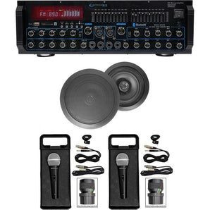 MM2000BT Bluetooth Karaoke Mixer System+(2) 8" Black Ceiling Speakers