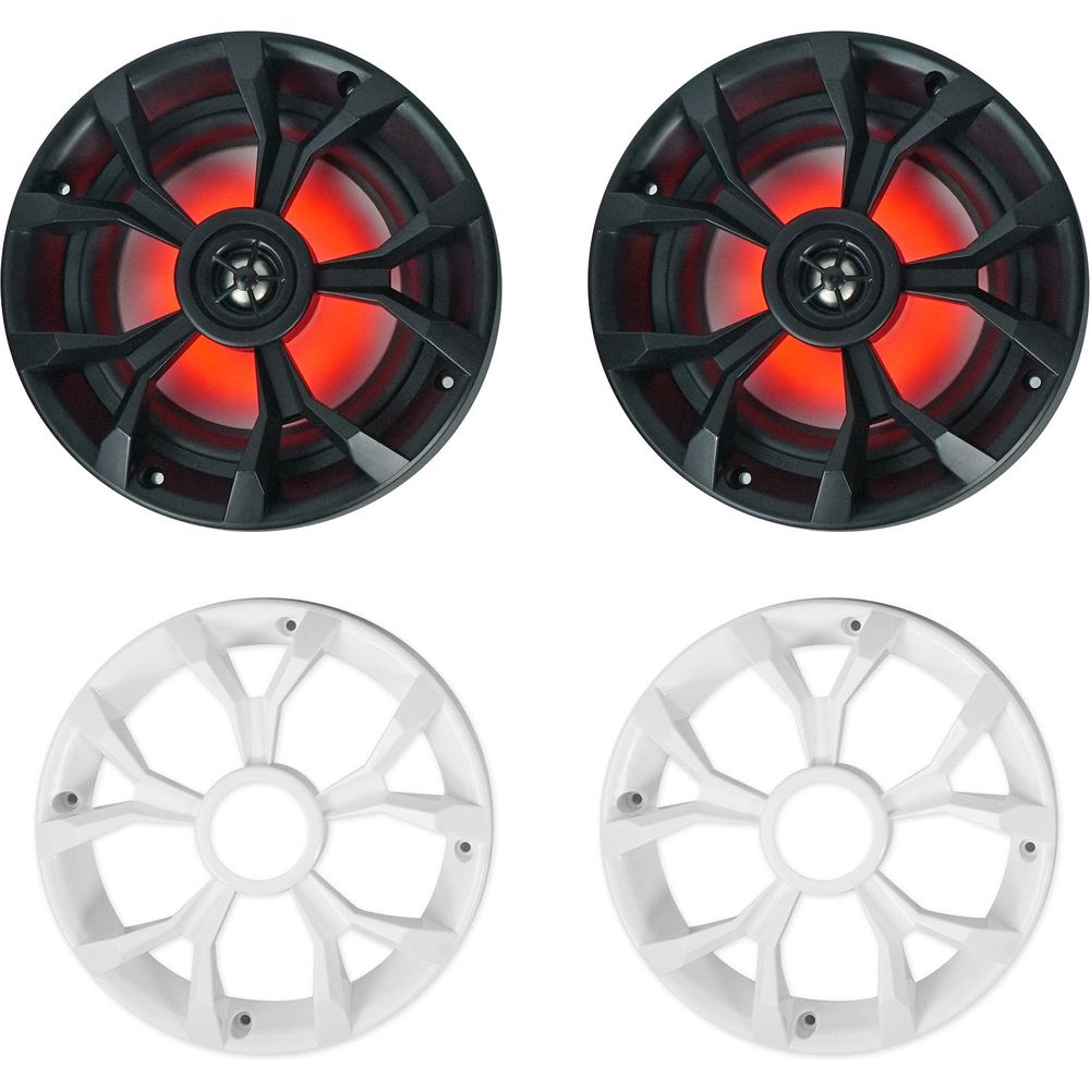6.5" LED 360 Degree Swivel Black Aluminum Surface Mount Boat Speakers