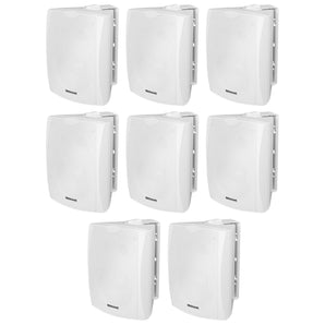 8) Rockville WET-5W 70V 5.25" IPX55 White Commercial Indoor/Outdoor Wall Speakers