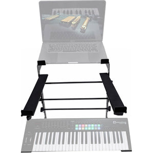 Rockville Dual Shelf Laptop+Controller Stand for Novation LAUNCHKEY 49 Keyboard