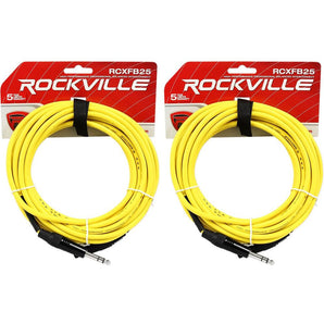 2 Rockville RCXFB25Y Yellow 25' Female REAN XLR to 1/4'' TRS Balanced Cables OFC