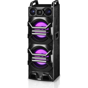 (2) Technical Pro Dual 10" 3000w Speakers w/LED's+Rockville Receiver Amplifier