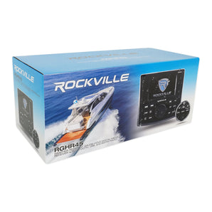 Rockville RGHR45 4 Zone Marine Bluetooth Receiver+4 White MB Quart 6.5" Speakers