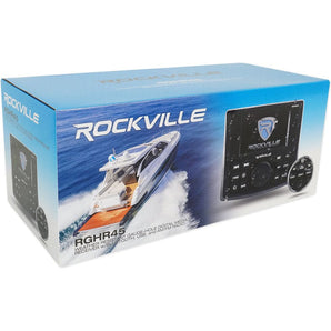 Rockville RGHR45 4 Zone Marine Receiver w/Bluetooth+(2) 8" White Tower Speakers
