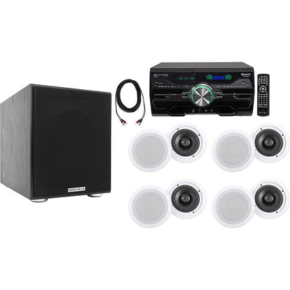 4000W Bluetooth DVD Receiver, (8) 6.5" Ceiling Speakers & Powered Subwoofer