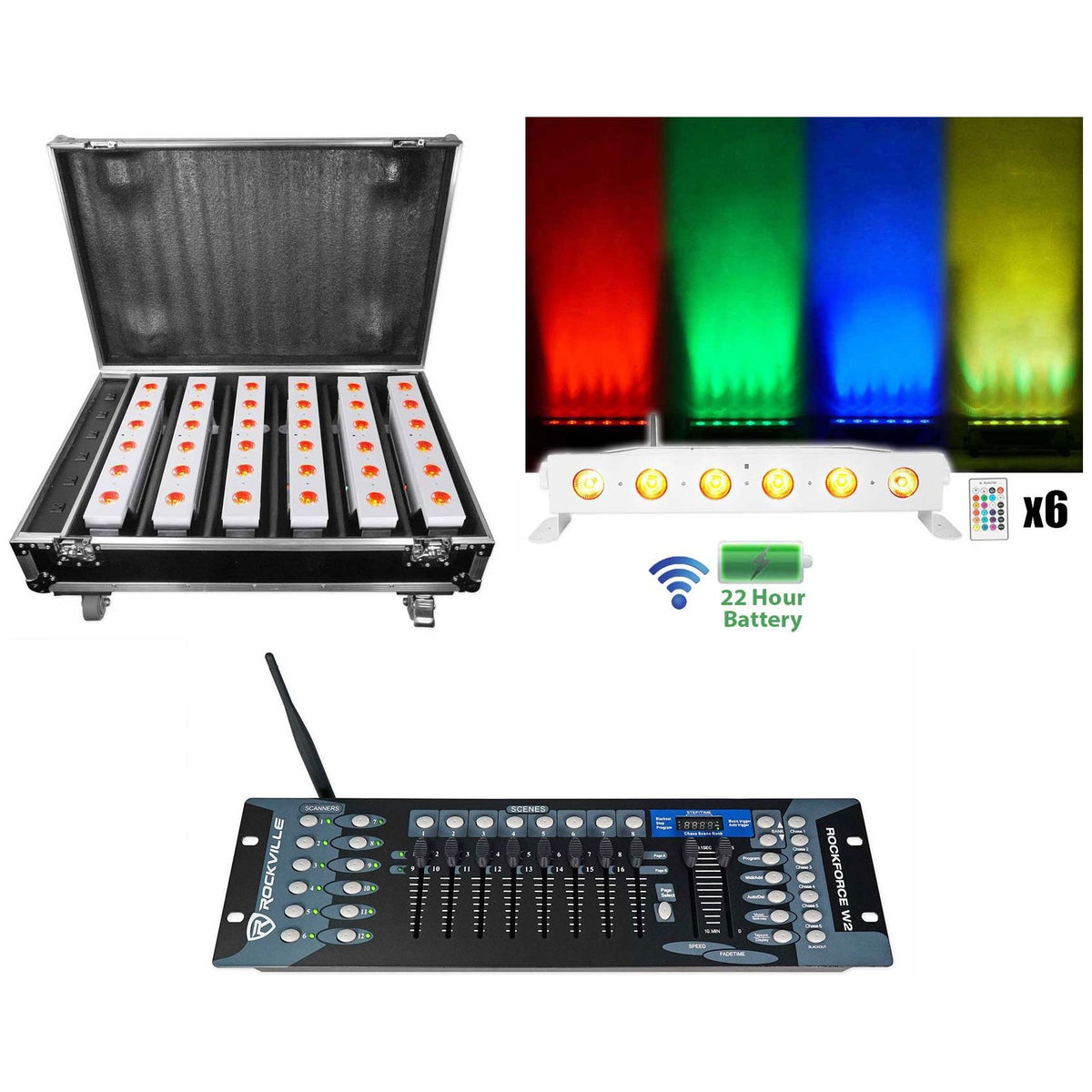 Best Strip 60 White 6-Pack + ROCKFORCE W2 DMX Controller Bundle