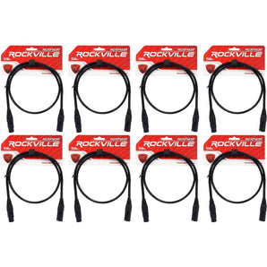 8 Rockville RCXFM3P-B Black 3' Female to Male REAN XLR Mic Cable 100% Copper