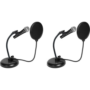 2) Rockville Microphones+Gooseneck Stands+Pop Filters 4 Recording,Studio,Podcast