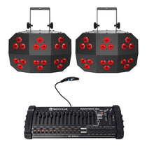(2) Wash FX 2 RGB+UV Eye Candy Effect Wash Lights+DMX Controller