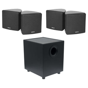 Rockville CT80 8" 70V Commercial Subwoofer+(4) Cube Speakers For Restaurant/Bar