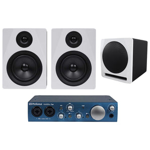 Pair Rockville APM5W 5.25" 2-Way 250W Powered Studio Monitors+10" Sub+Interface