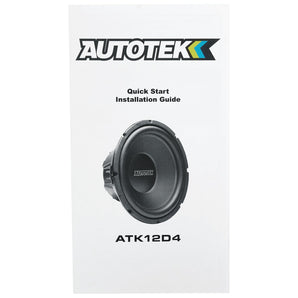 (2) Autotek ATK12D4 12" 400w RMS DVC 4 Ohm Car Subwoofers+Mono Amplifier+Amp Kit