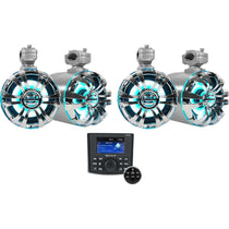 RGHR45 Marine Receiver + WB65KLED Polished Silver Tower Speakers Bundle