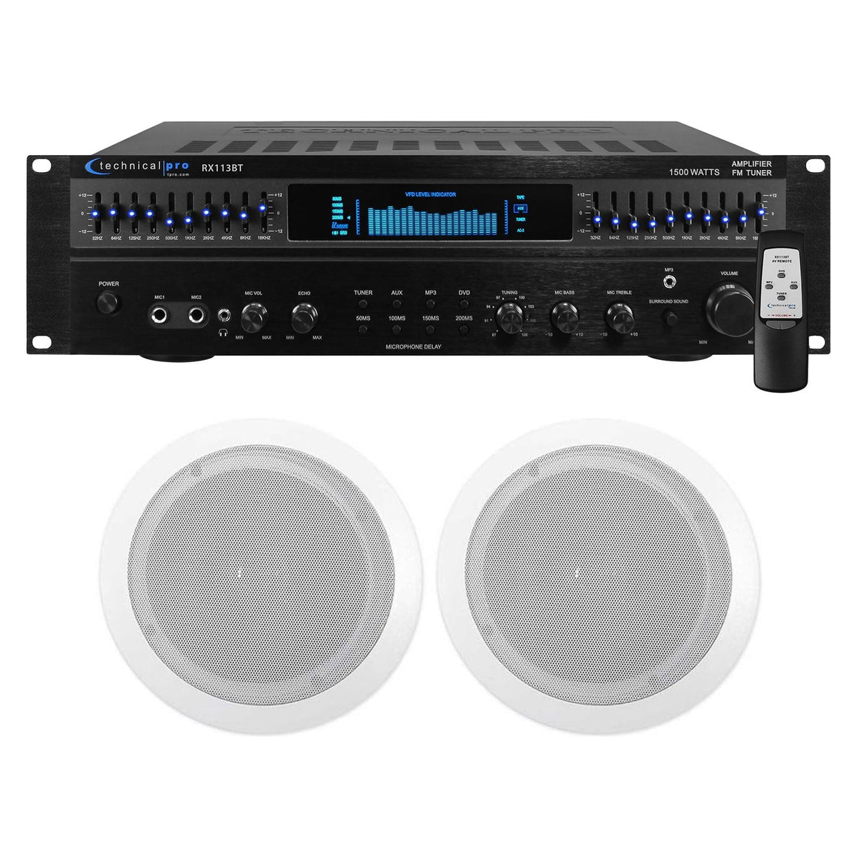 RX113 Home Theater Amplifier Receiver + (2) 6.5" Ceiling Speakers