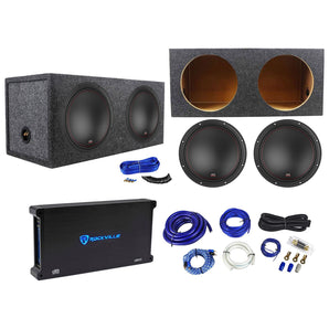 (2) MTX 7512-22 12" 3000w Car Subwoofers+Sealed Sub Box+Mono Amplifier+Amp Kit